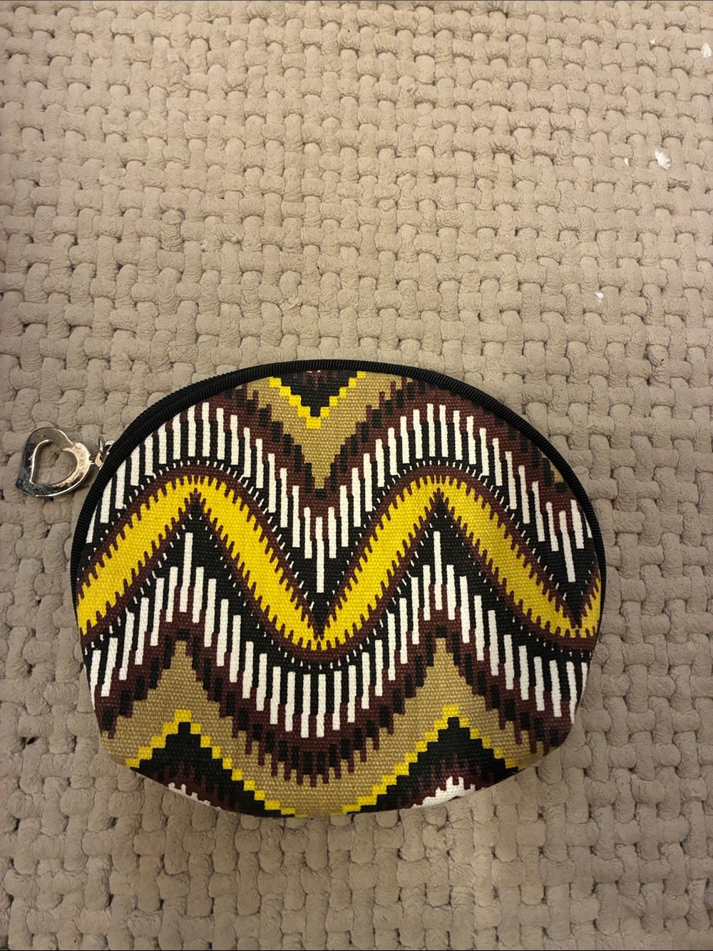 Chevron Woven Coin Purse - Yellow, Brown & Black